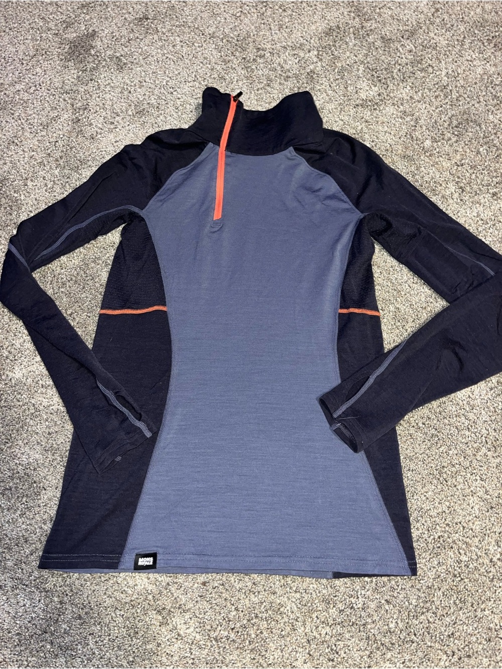 Mons Royale Olympus 250 Merino Half Zip Base Layer Top Purple Blue Women's S